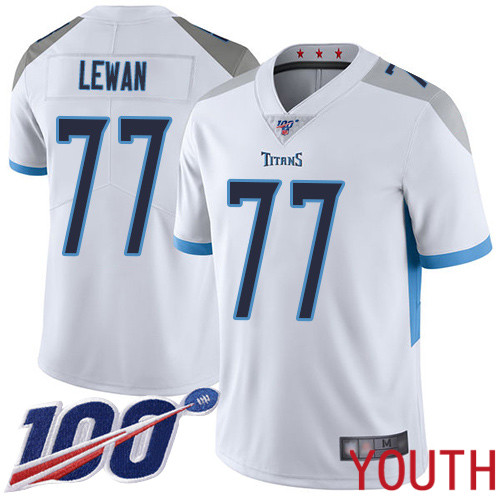 Tennessee Titans Limited White Youth Taylor Lewan Road Jersey NFL Football #77 100th Season Vapor Untouchable->youth nfl jersey->Youth Jersey